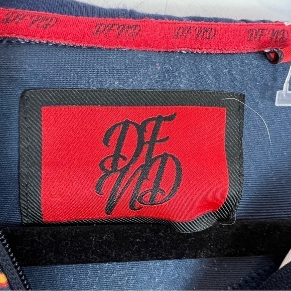 DFND London Jacket Hoodie Mens small Blue Gold full zip up abstract - Picture 5 of 11